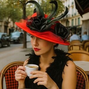 Red Hat, Black Roses,‎ Feather Accents, Kentucky, Church, Races